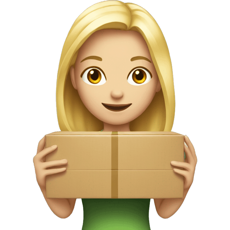 Blond girl holding a box emoji