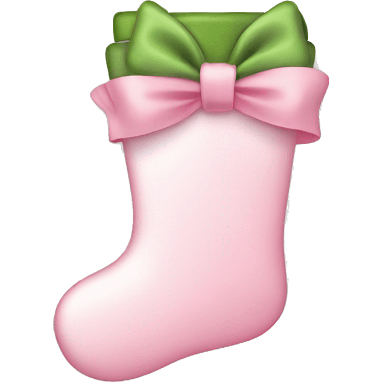  light pink Christmas stocking with big bow emoji