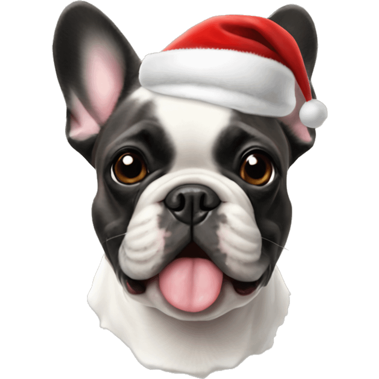 French bulldog with Santa hat emoji