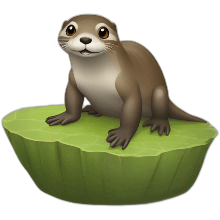 Loutre sur une tortue emoji