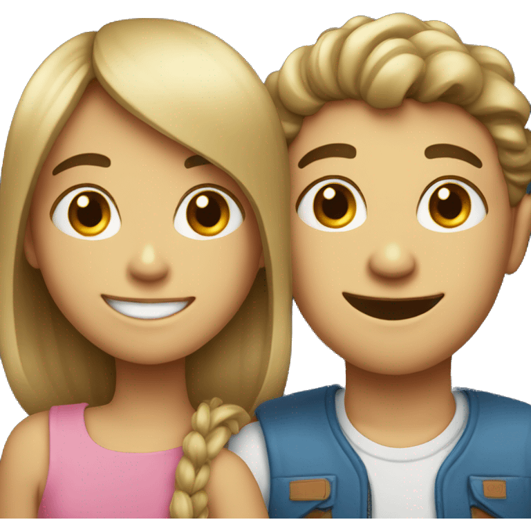 smiling girl with boy emoji