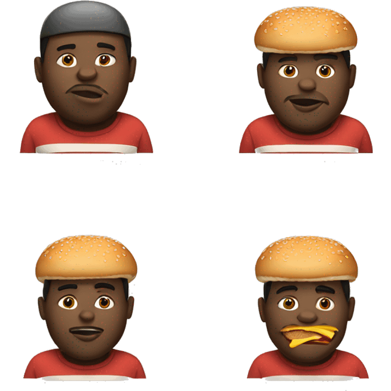 fat black man eating burger emoji