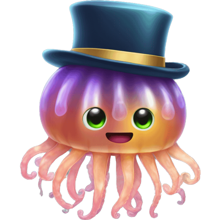 jellyfish with a top hat emoji