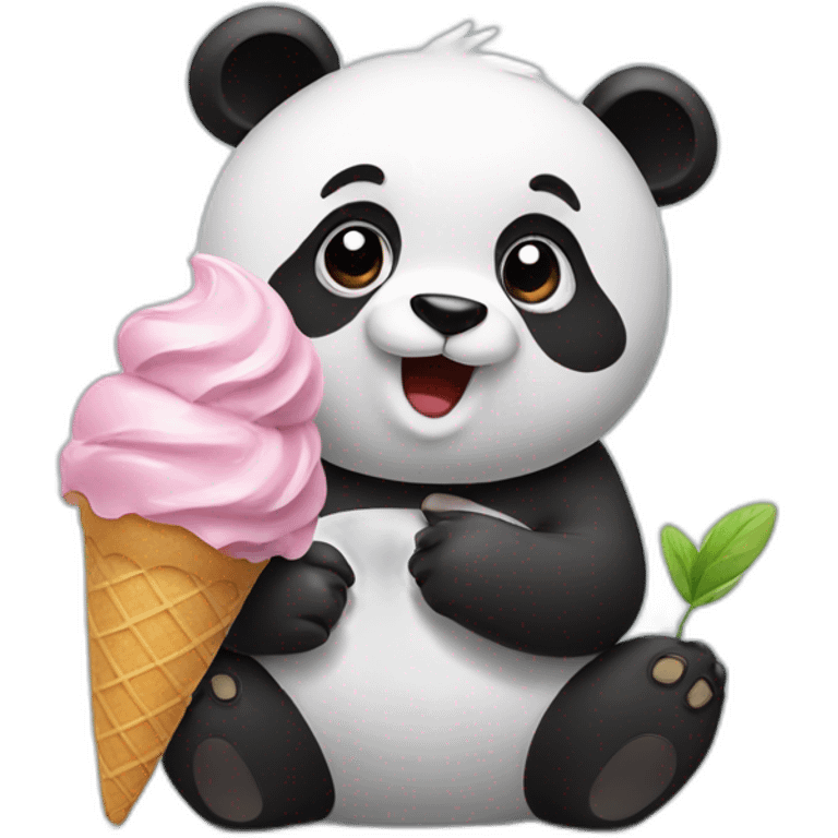 Panda eating ice cream emoji