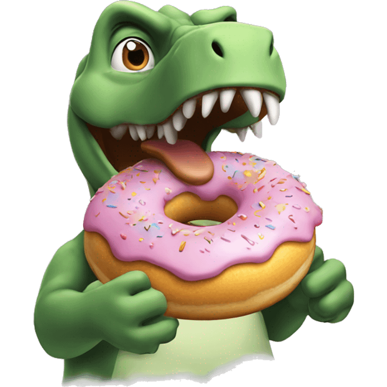 Dinosaur eating a donut on a cloud  emoji