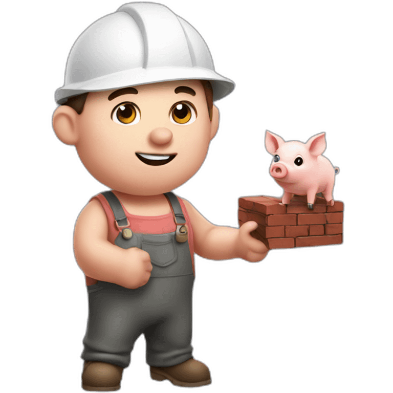 little pig builder from the story holding a brick in his hand emoji