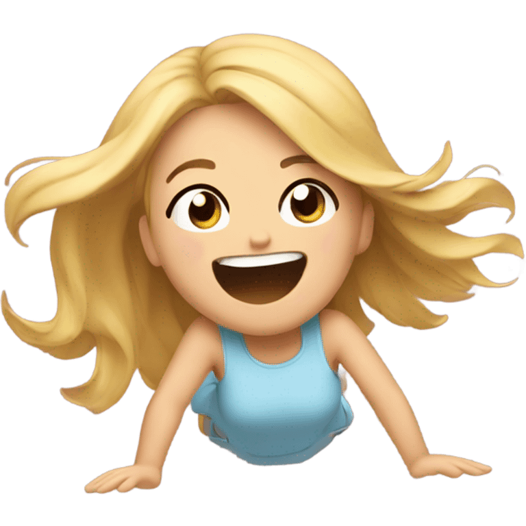 Cute girl falling over and laughing emoji