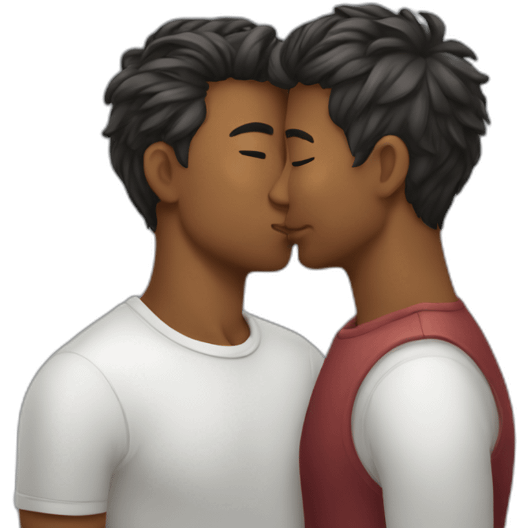 Gay couple kissing medium hair emoji