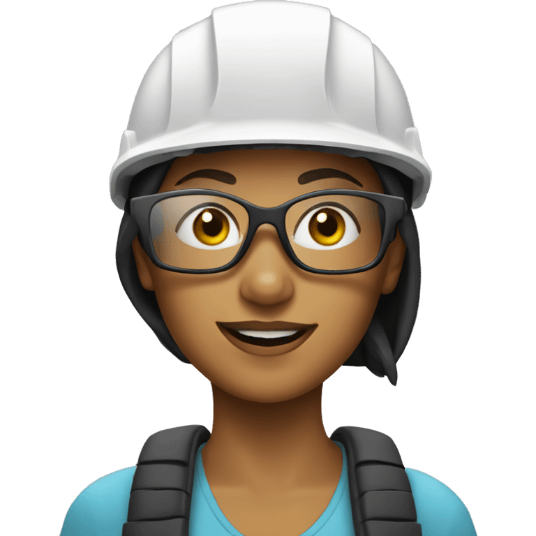 Young woman wearing a safety helmet, earplugs and glases  emoji