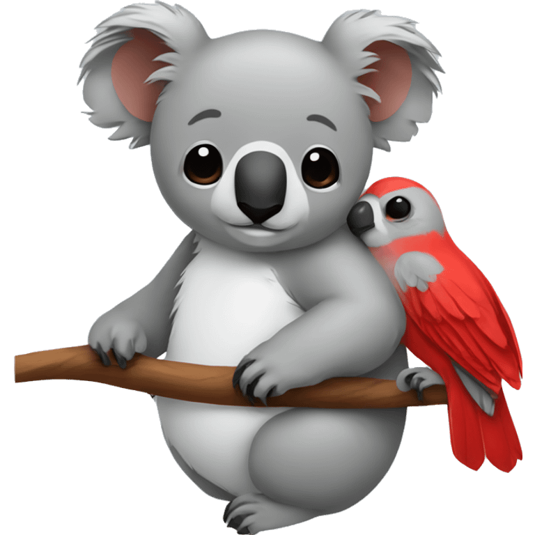 Koala bear cardinal bird cuddle emoji