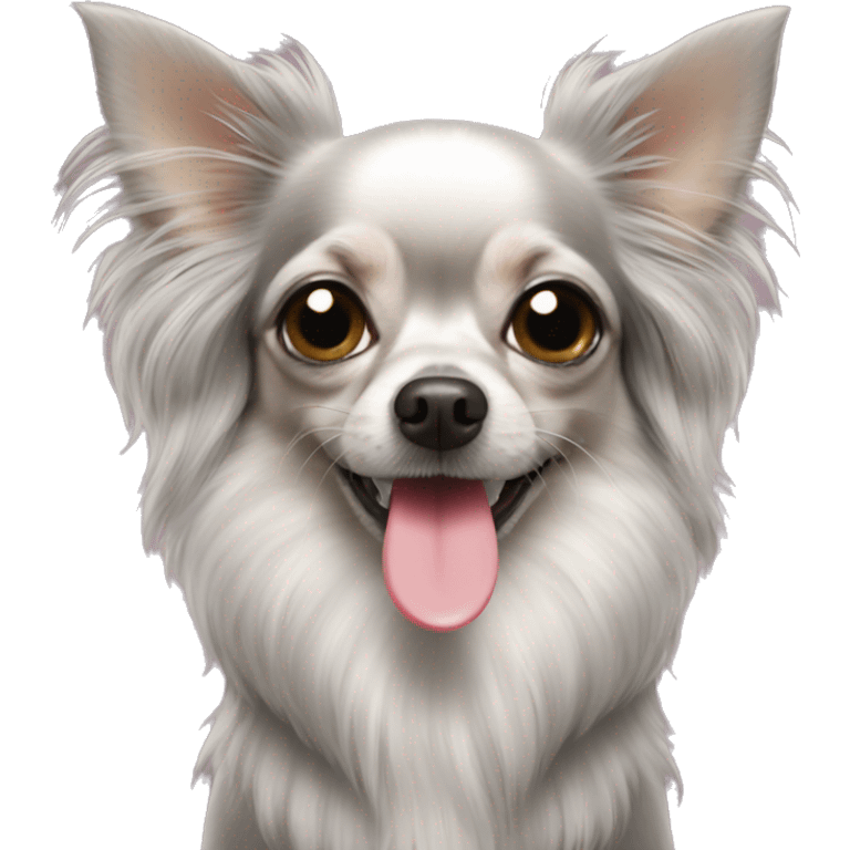 Grey long haired chihuahua drinking a martini emoji