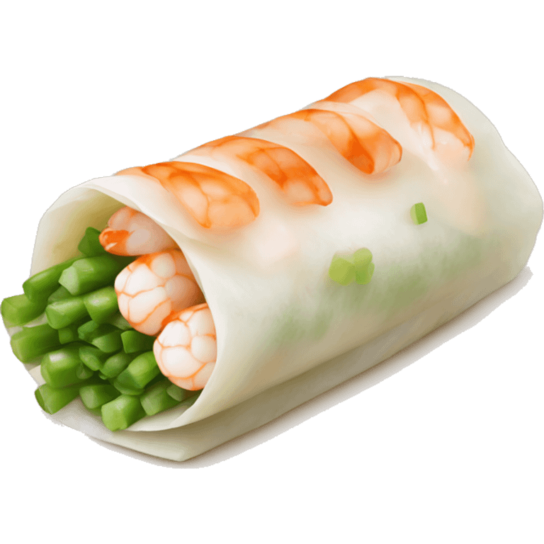 Vietnamese spring roll with a shrimp and green onion emoji