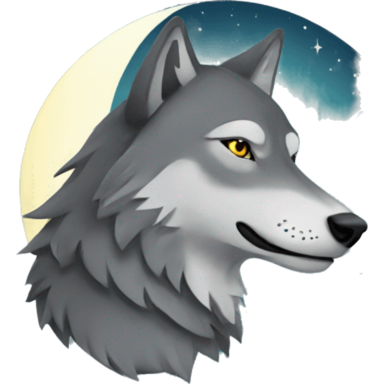 wolf with a moon emoji