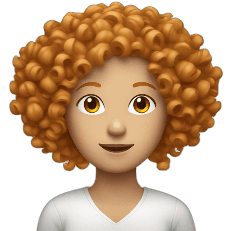 Curly ginger woman with a white fax of hair emoji