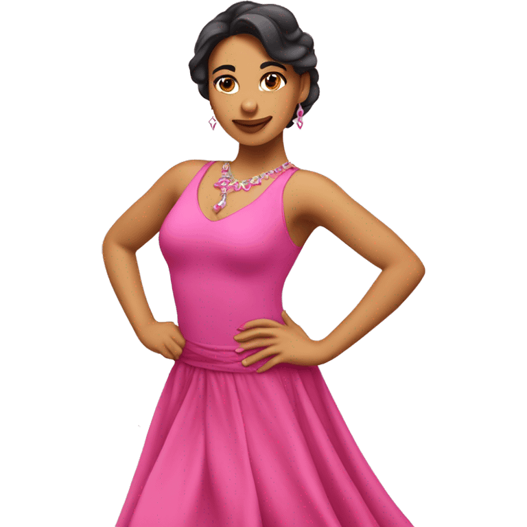 A latin dancer woman wearing pink dress emoji