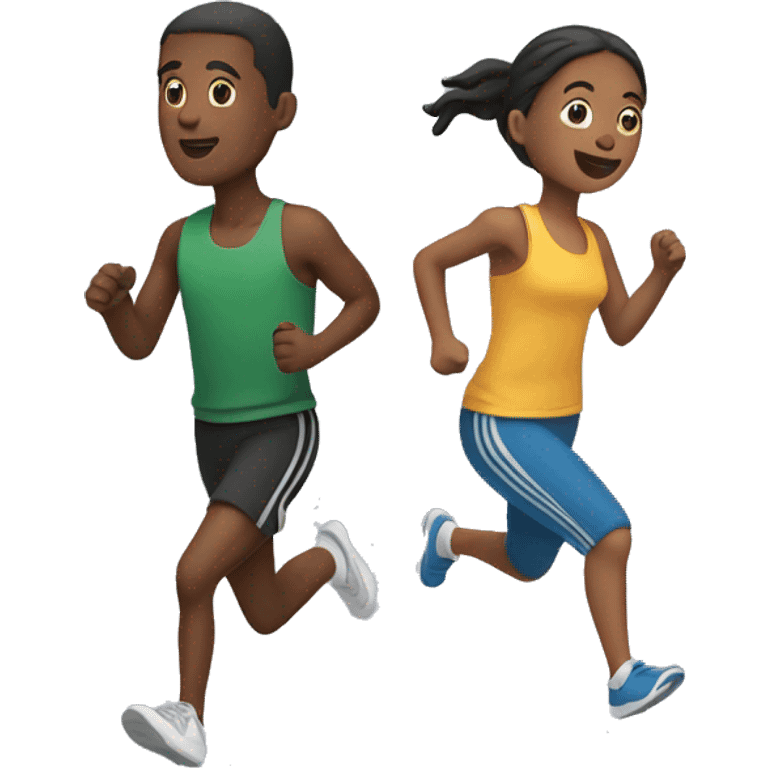 two people running together emoji