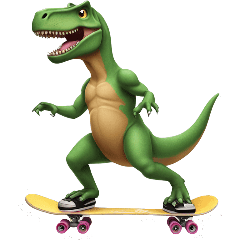 A trex on a skateboard emoji