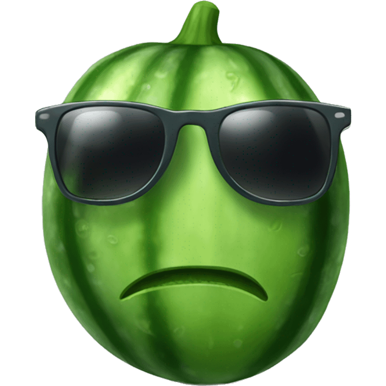 A nervous cucumber wearing sunglasses  emoji