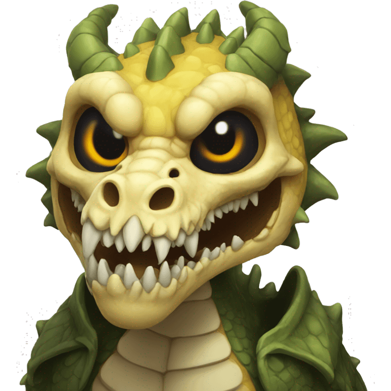 Dragon with a skullface emoji