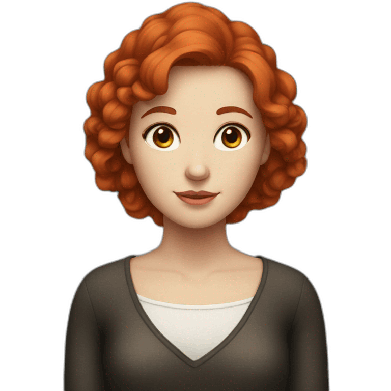 A girl with tall,  red hair, brown eyes And white skin  emoji