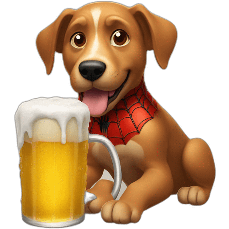 spider-man drink beer with korgi dog emoji