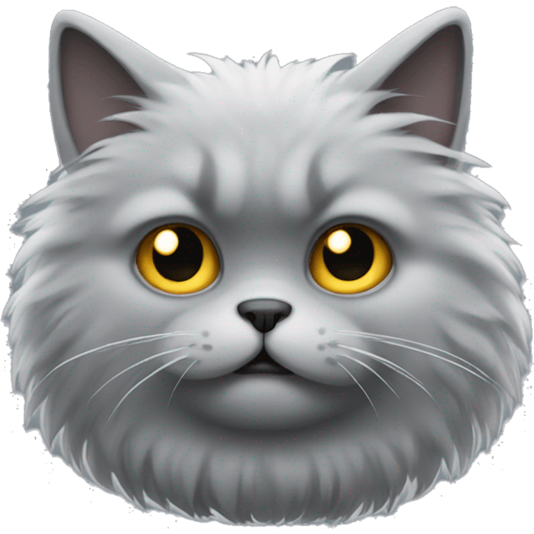 a sad fluffly grey cat emoji