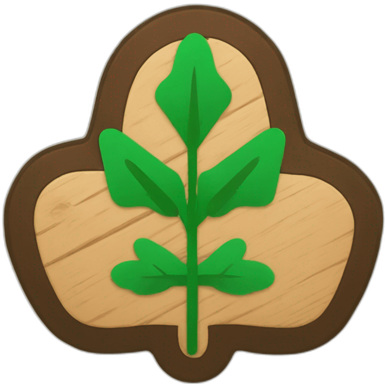 wood badge with up arrow emoji