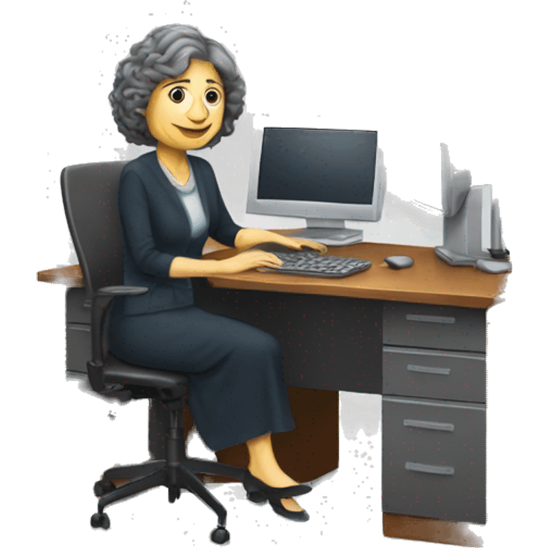 Radia Perlman, desk, computer emoji