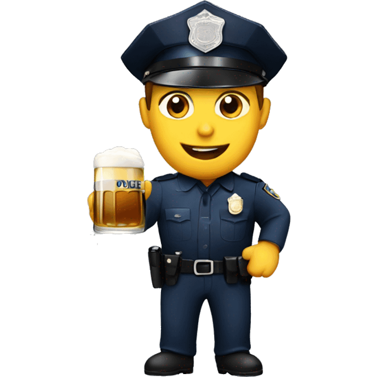 A police officer with a beer emoji