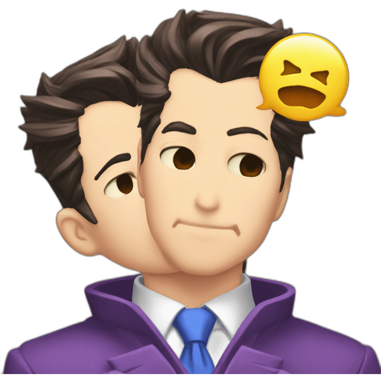 Phoenix Wright kissing Miles Edgeworth emoji