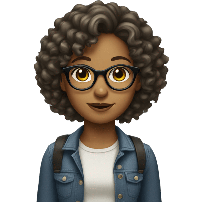 Girl with curly hair and glasses  emoji