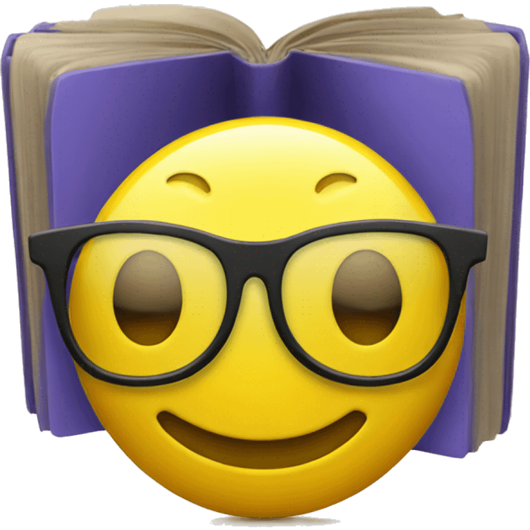 yellow smiley face with glasses with book emoji