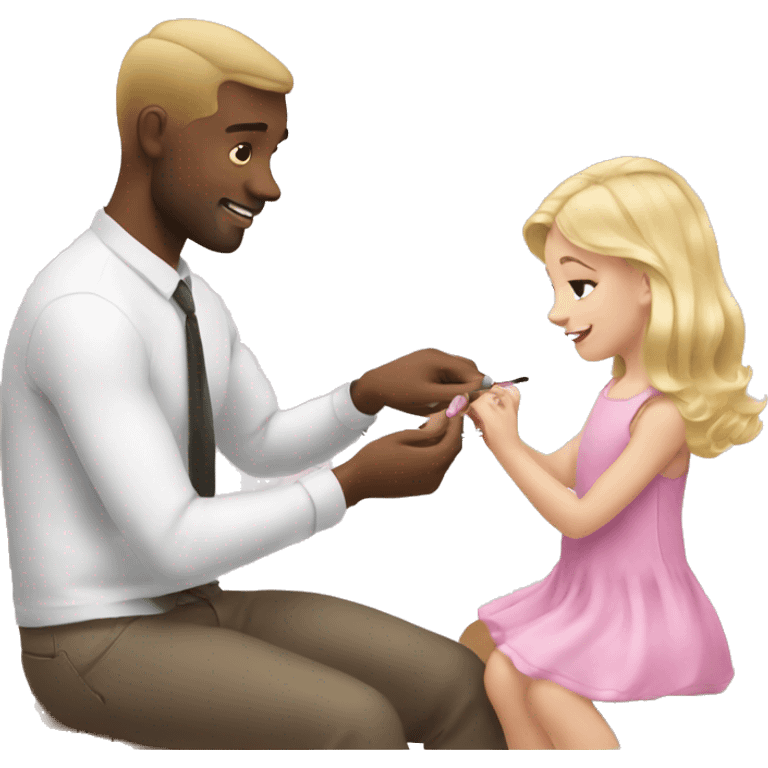 blonde babydaughter gives blonde dad a manicure emoji