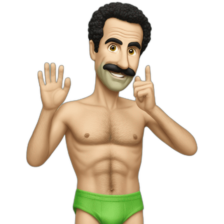 Borat green bathing tanga waving emoji