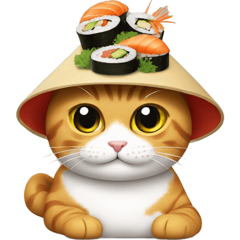 cat wearing sushi as a hat emoji