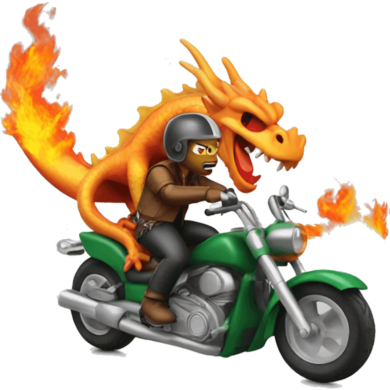 dragon on motorcycle blowing out fire emoji