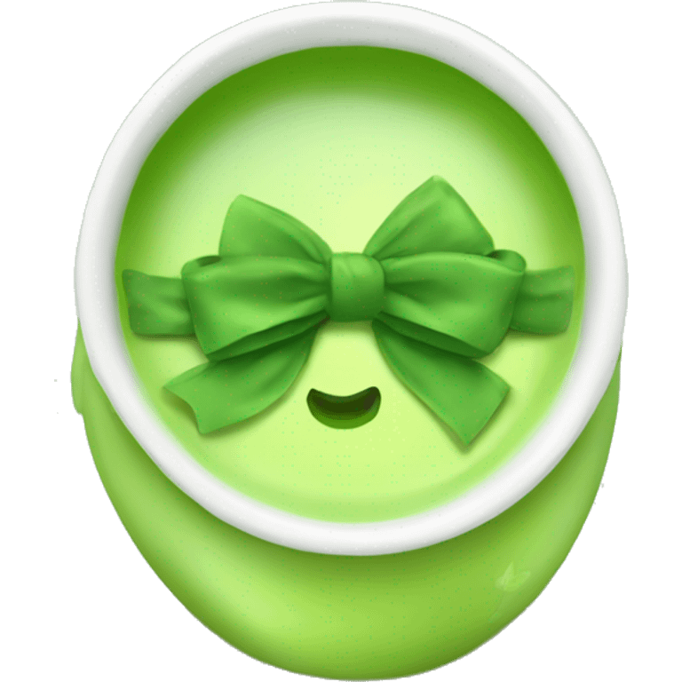 Cute green tea with bows emoji