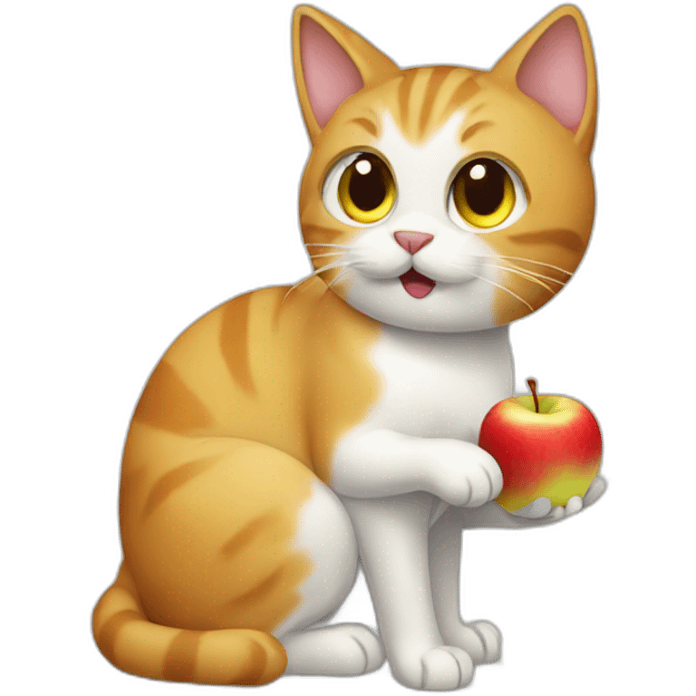 Cat eating apple emoji