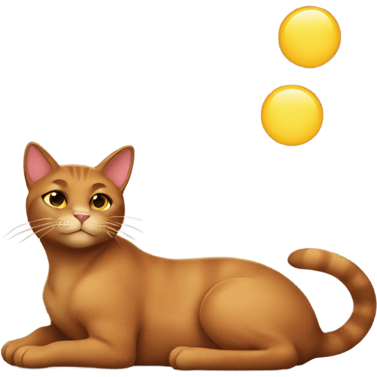 brown cat sunbathing  emoji