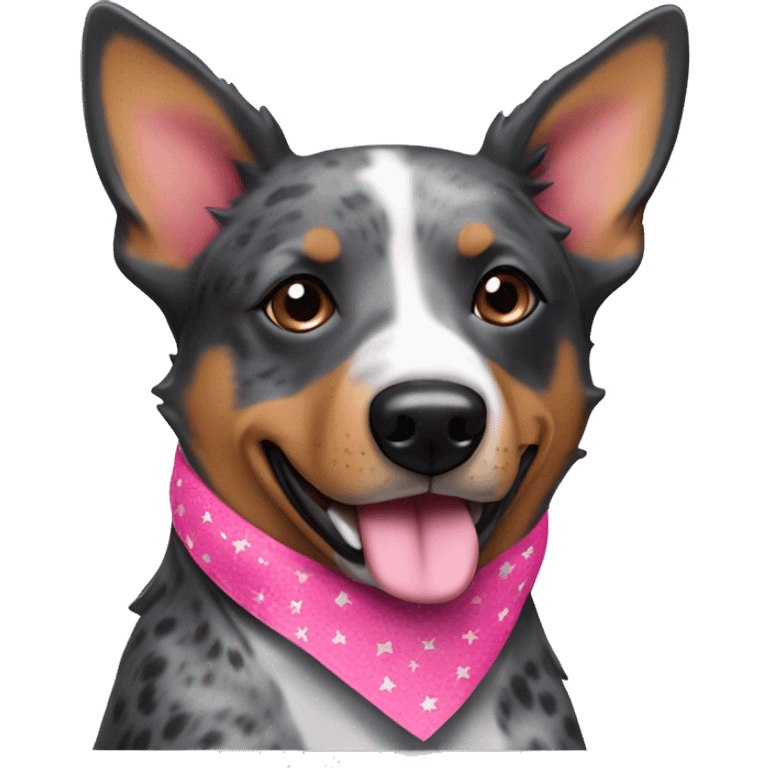 australian cattle dog with pink bandanna around neck  emoji