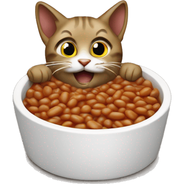 Cat eating baked beans emoji