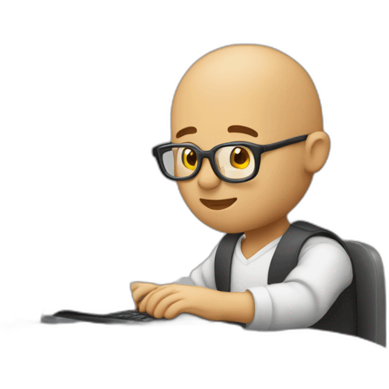 bald man developer typing on computer emoji