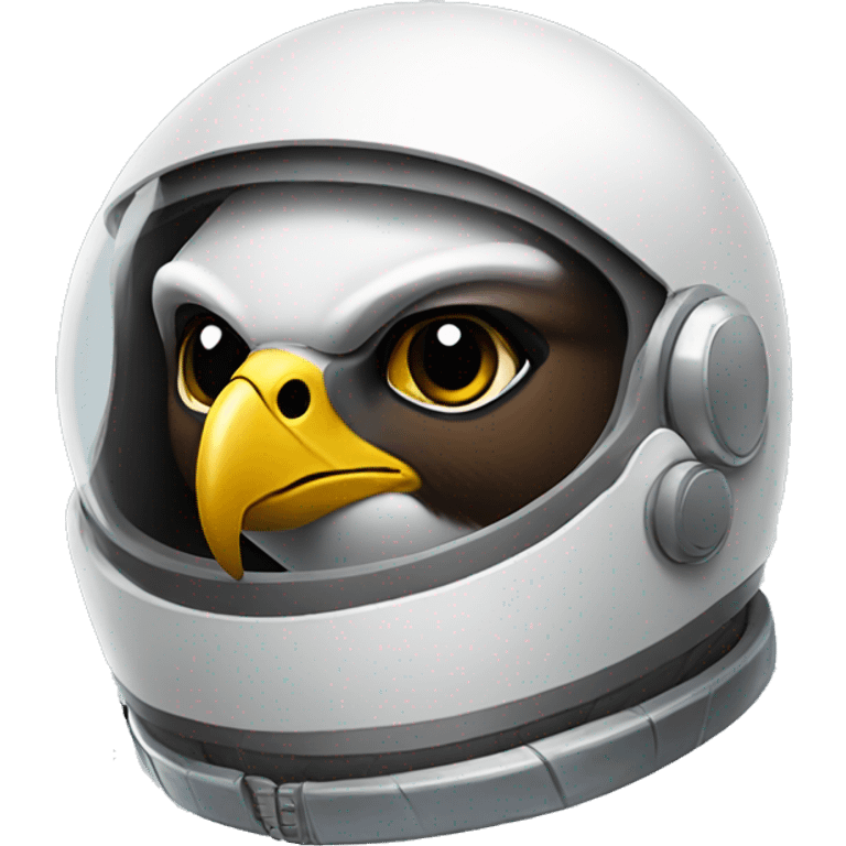 an falcon with a space helmet flying above ear emoji