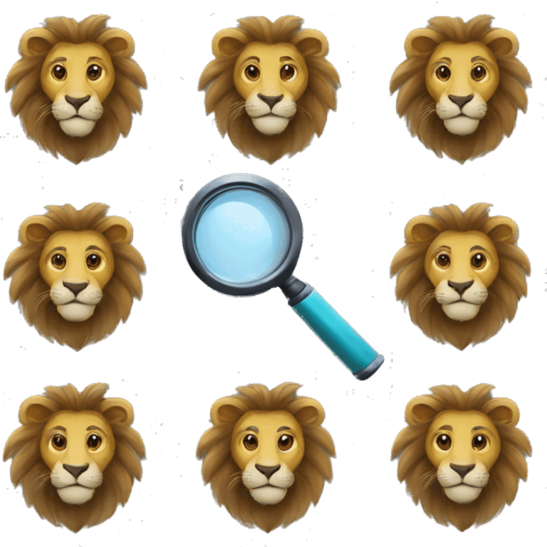 lion inspector with magnifying glass in different colours emoji