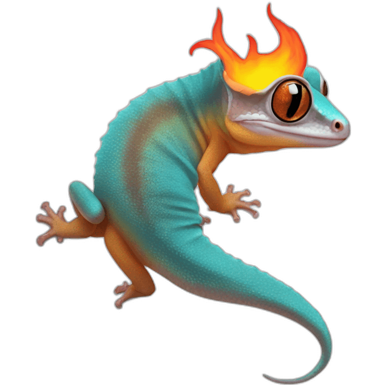 crested gecko with fire tail emoji