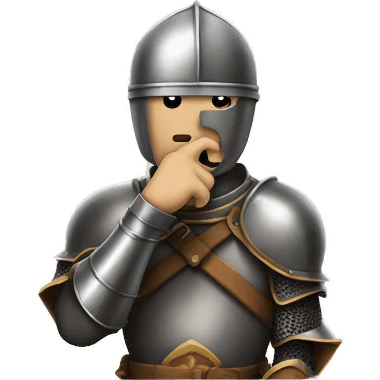 knight holding finger over mouth shushing people  emoji