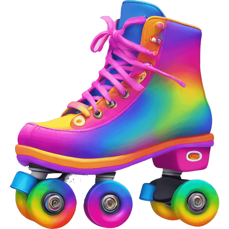 Lisa frank roller skate with rainbow laces and neon wheels emoji