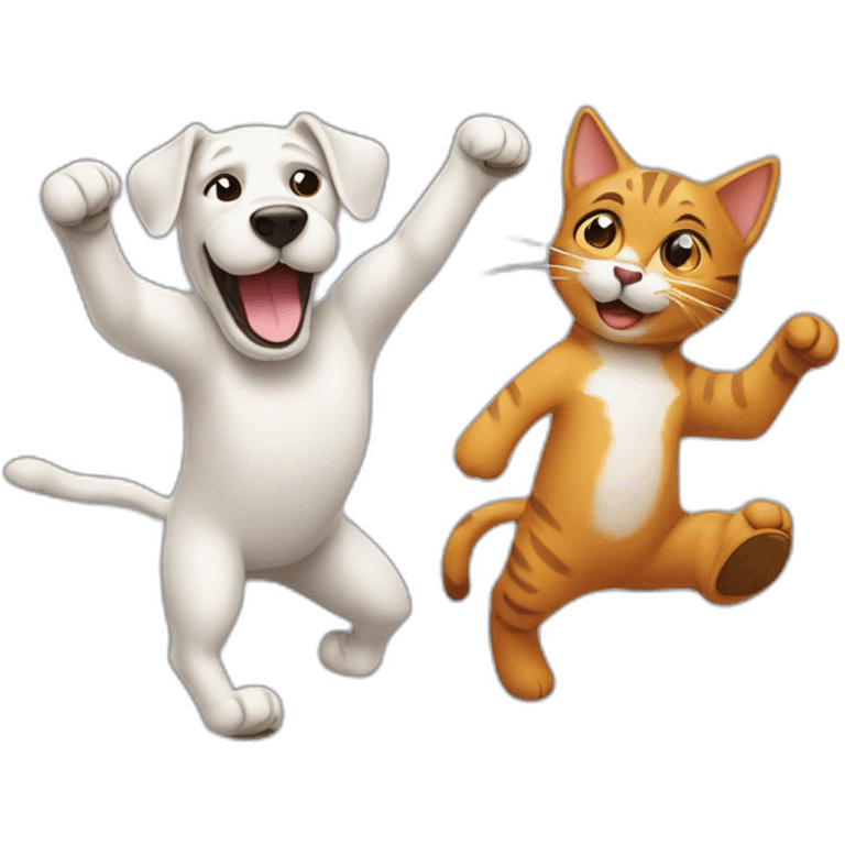 A dog and a cat dancing emoji