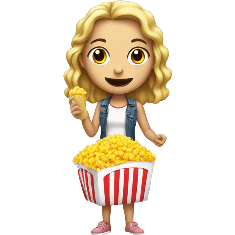 girl eat popocorn emoji