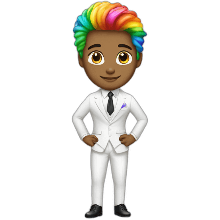 Posh-boy-with-white-suit-and-rainbow-unicorn-hair emoji